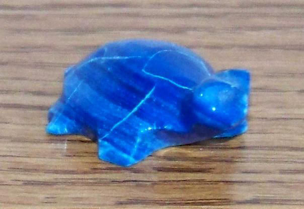 Early 1970s Blue Carved Onyx Turtle Miniature