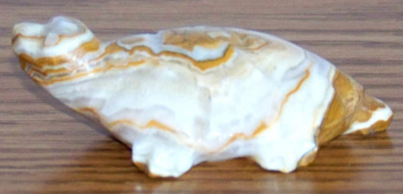 Early 1970s Brown Beige White Carved Onyx Turtle
