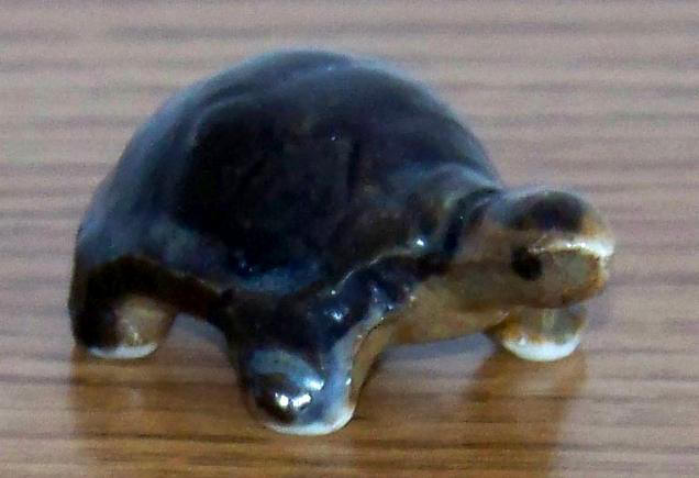 Early 1970s Dark Brown Clay Ceramic Turtle
