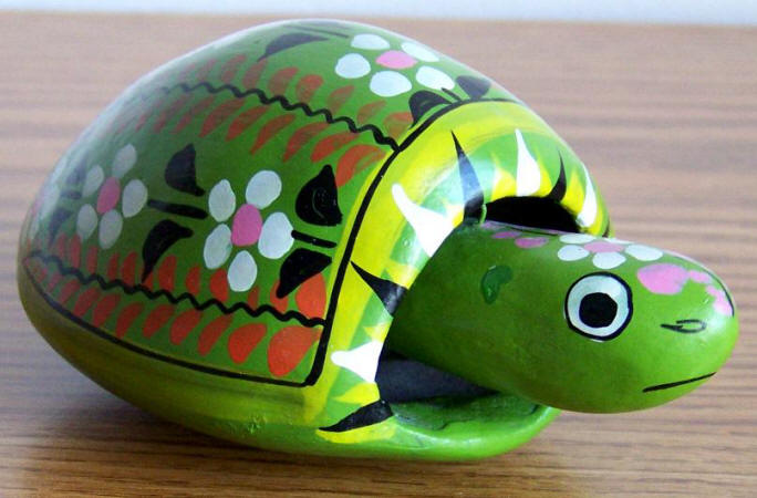 Early 1970s Hand Painted Tonala Jalisco Mexican Folk Art Ceramic Turtle