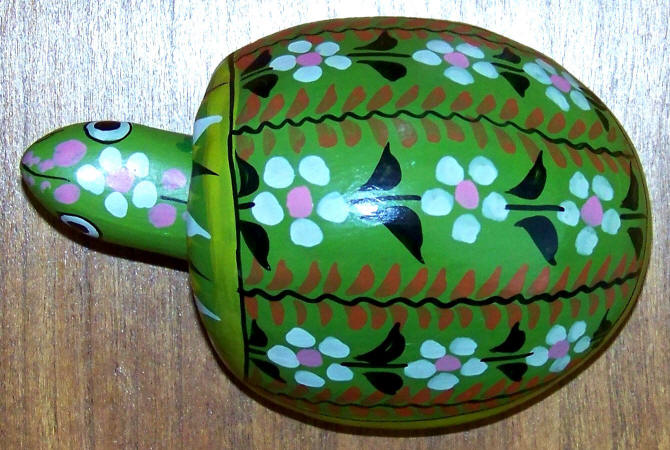 Early 1970s Hand Painted Tonala Jalisco Mexican Folk Art Ceramic Turtle
