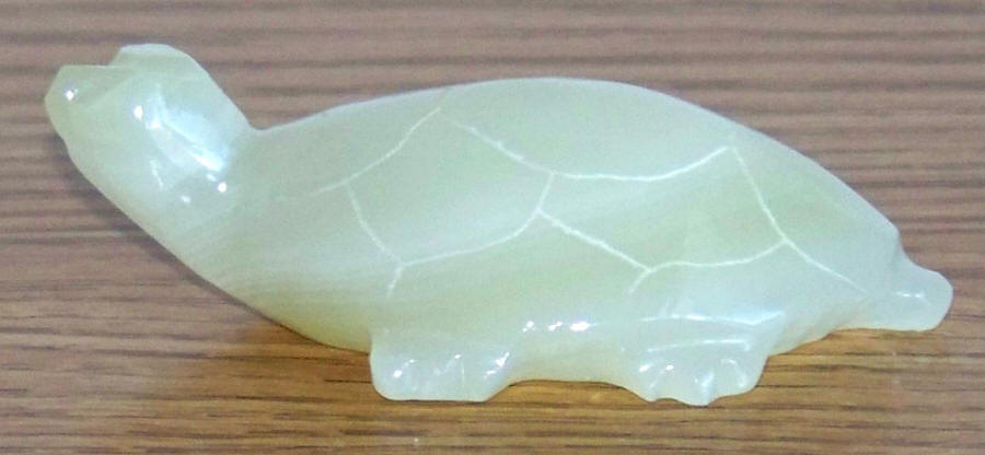 1968 1969 White Pale Green Carved Onyx Turtle