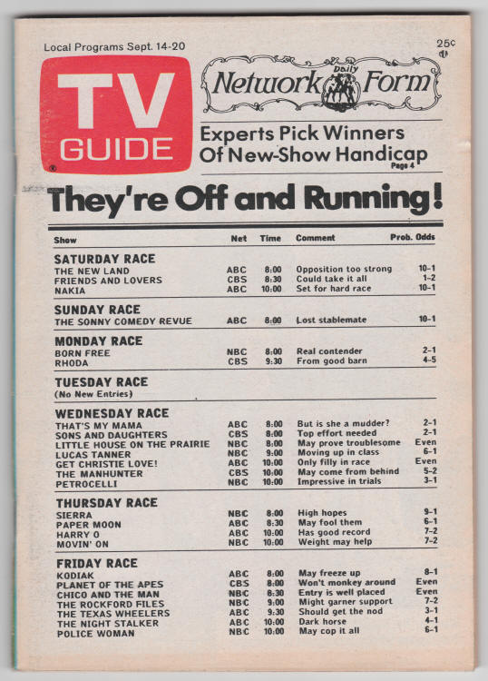 TV Guide #1120 September 14 1974 front cover