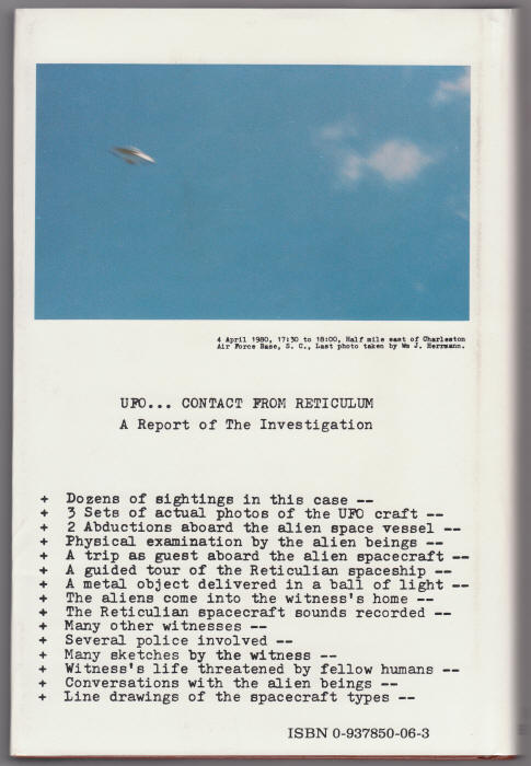 UFO Contact From Reticulum back cover