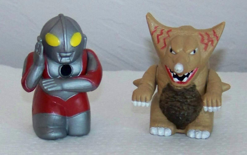 Ultraman and Gomora Sparkie Toys fronts