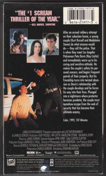 Unlawful Entry VHS Tape box back