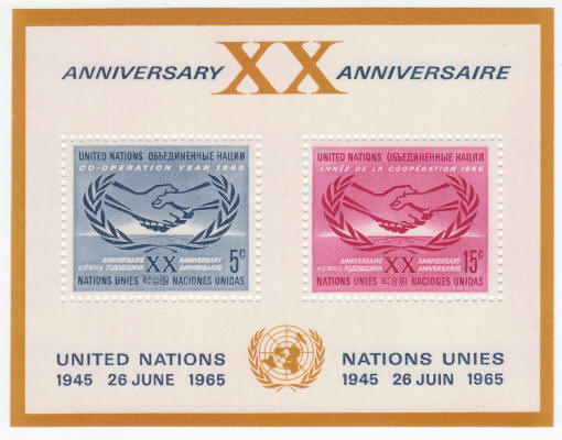 UNNY #145 United Nations 20th Anniversary Souvenir Sheet