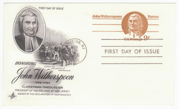 Scott #UX69 John Witherspoon First Day Cover