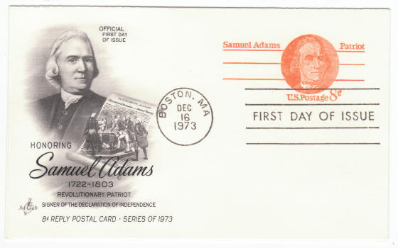 Scott #UY24 Samuel Adams Postal Card Reply First Day Cover