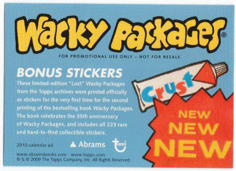Wacky Packages Promo Sticker Sample Back