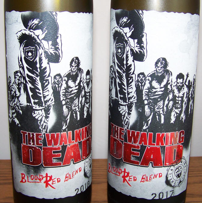 The Walking Dead Blood Red Blend Wine Bottles labels