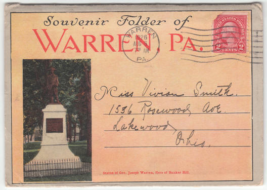 1926 Warren Pennsylvania Souvenir Folder front