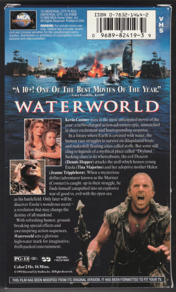 Waterworld VHS Tape box back