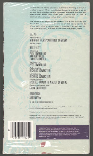 White City The Music Movie VHS Tape Pete Townshend