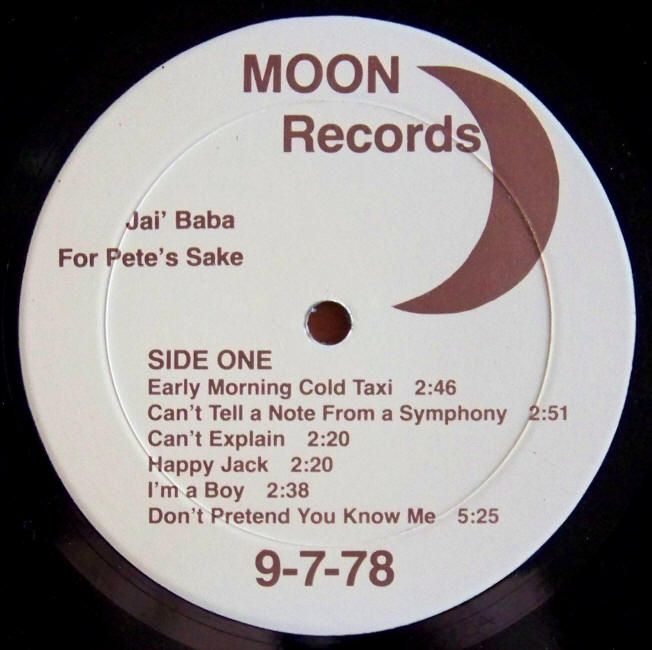 The Who Jai Baba For Petes Sake Album Side 1 label