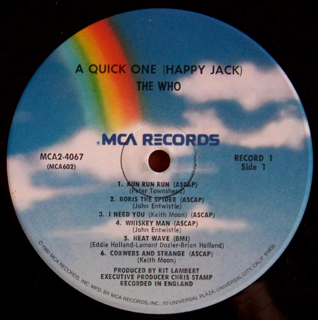 The Who A Quick One Happy Jack label