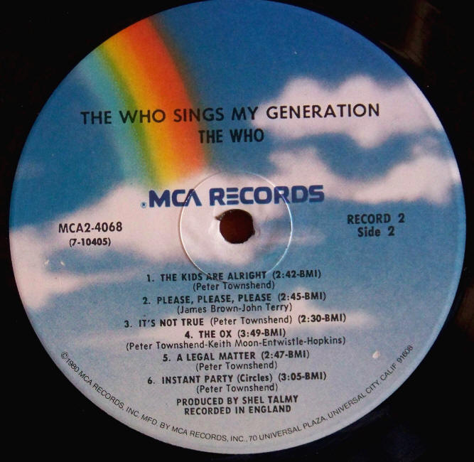 The Who Sings My Generation Twofer label