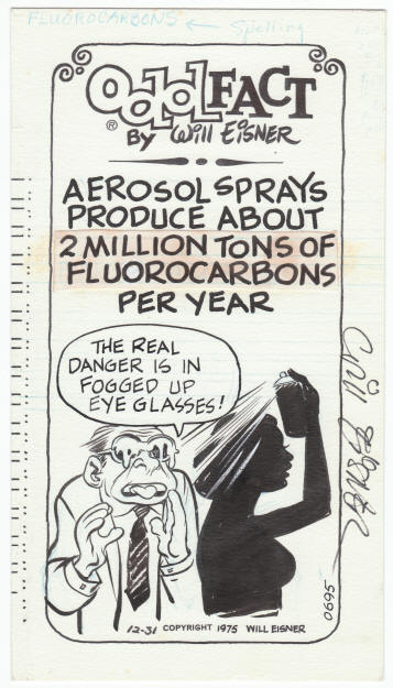 Signed Will Eisner Original Odd Fact Daily Panel 1975