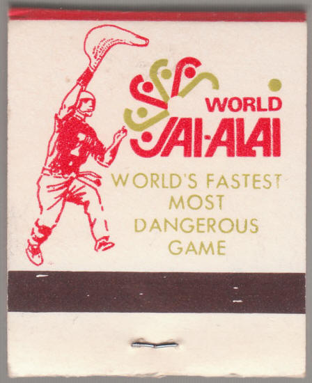 World Jai-Alai Matchbook back