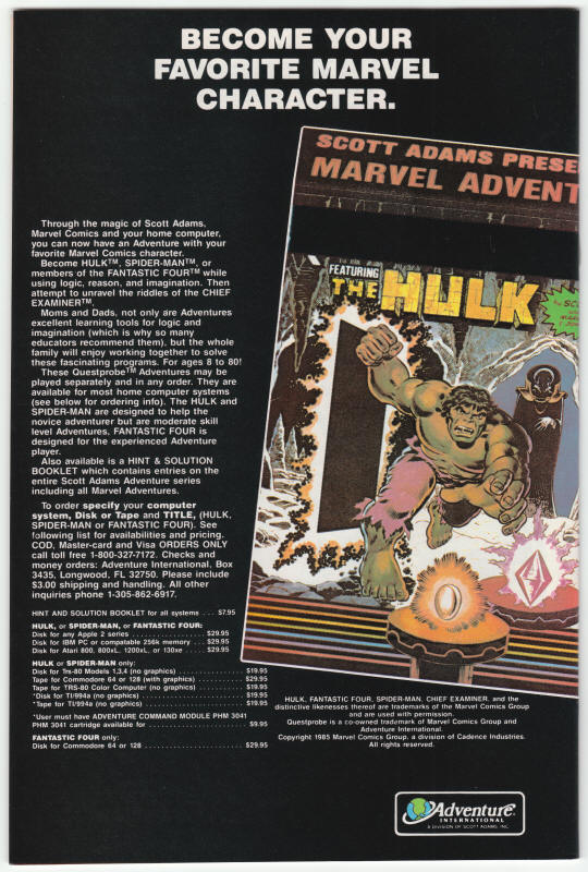 X-Men #205 back cover